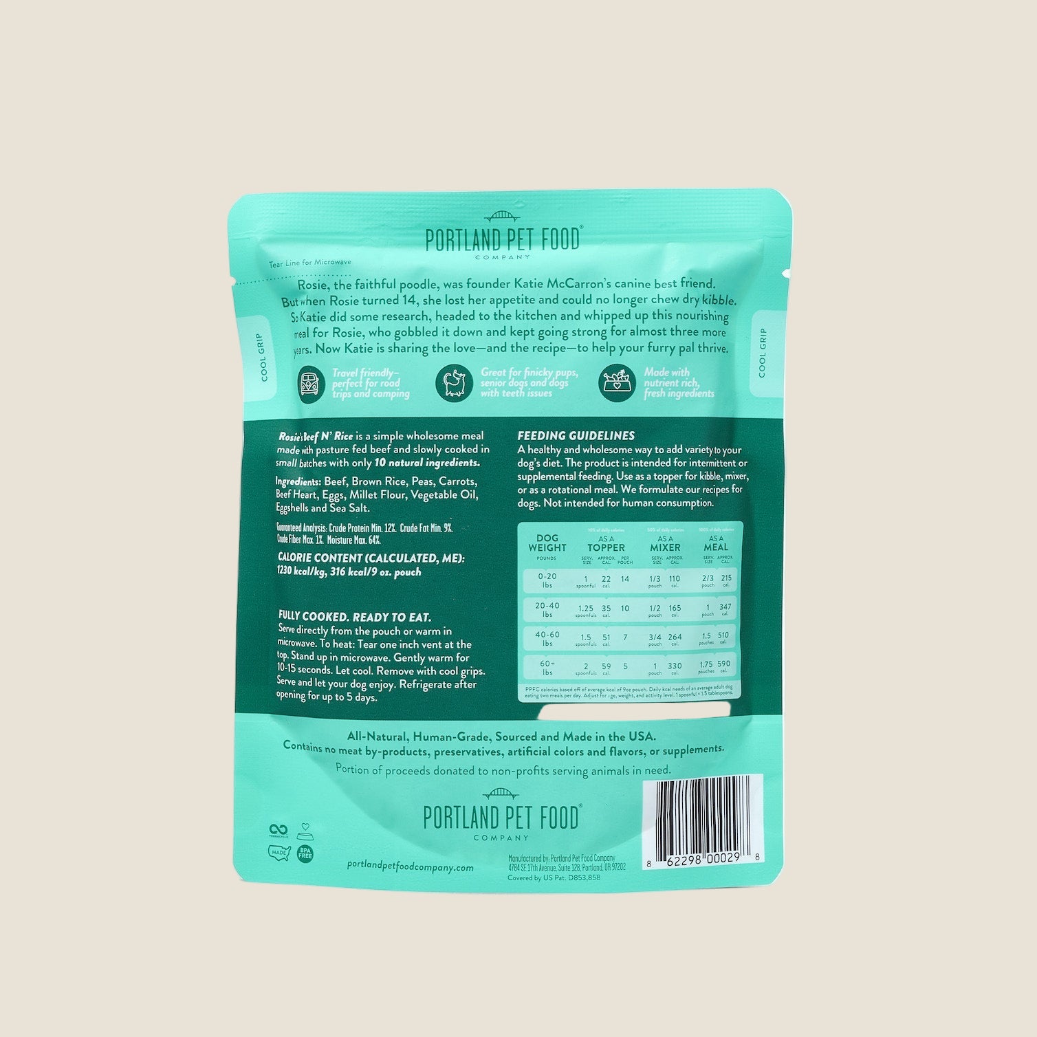 Portland Pet Food Rosie's Beef N' Rice Homestyle Dog Meal – Polkadog