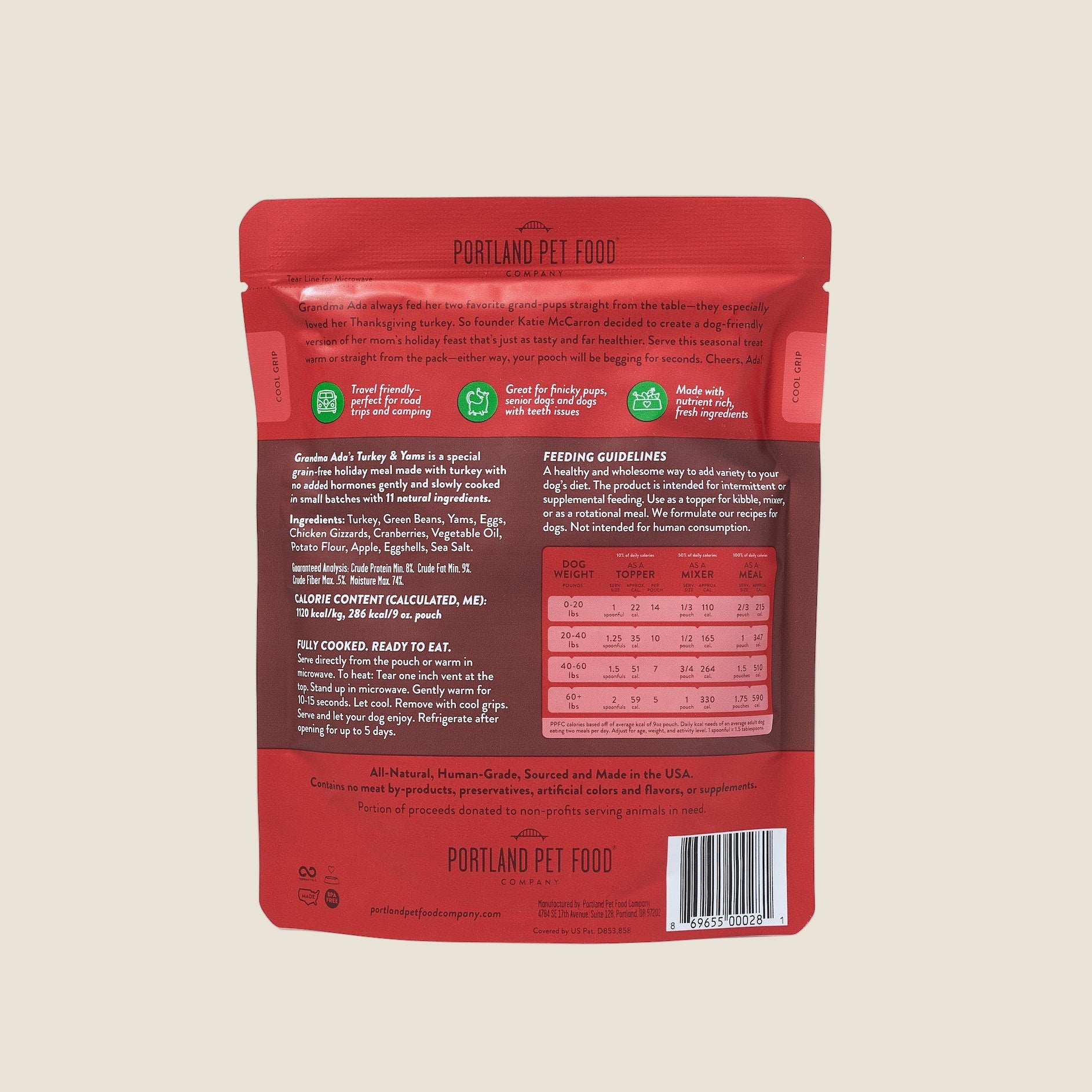 Portland Pet Food Grandma Ada's Turkey & Yams Homestyle Dog Meal