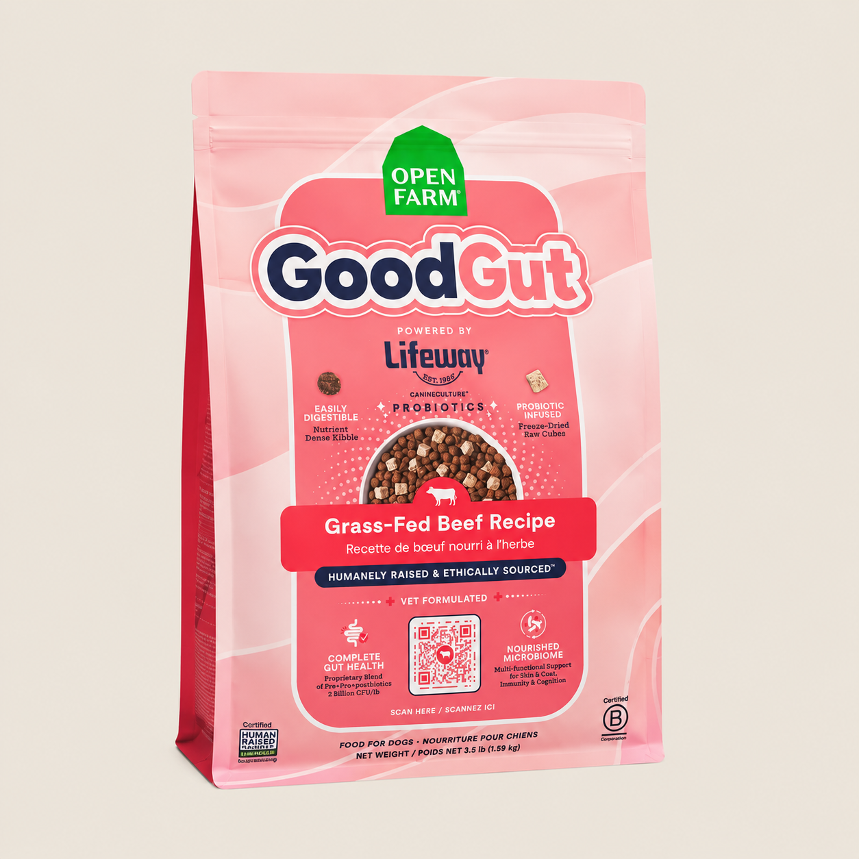 Open Farm GoodGut Grass Fed Beef Dog Kibble