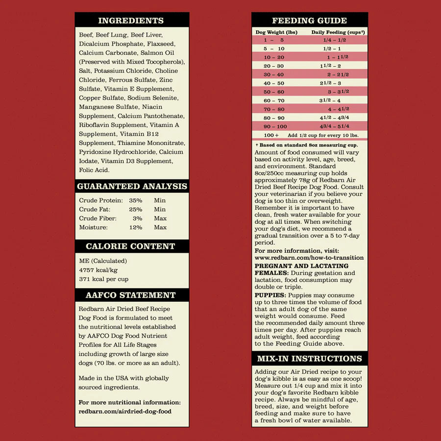 Redbarn Air Dried Beef Recipe Dog Food