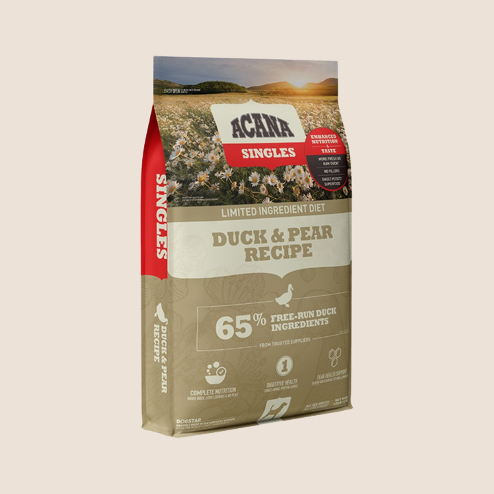 Duck and pear dog food sales