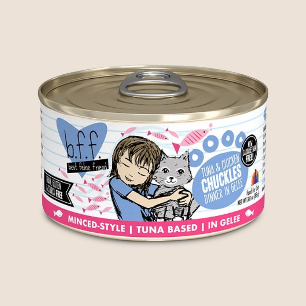 BFF Cat Food Can 3oz - Case of 6 BFF Tuna & Chicken Chuckles (in aspic)
