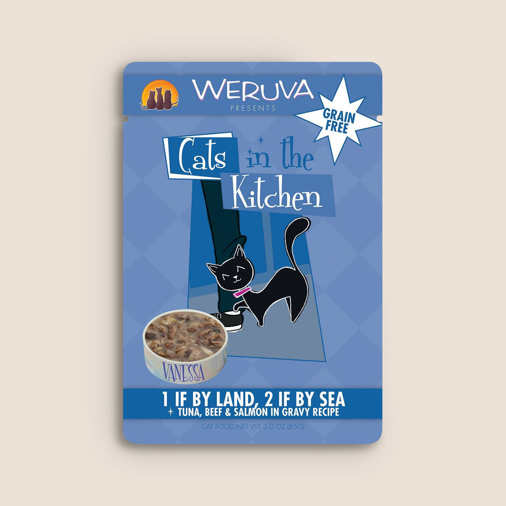 Cats in the Kitchen Cat Food Can Cats in the Kitchen 1 If By Land, 2 If By Sea 3 Ounce Pouch