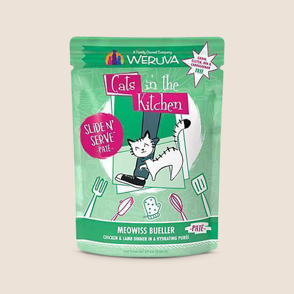 Cats in the Kitchen Cat Food Can 3.2oz - Case of 12 Cats in the Kitchen Meowiss Bueller 3 Ounce Pouch